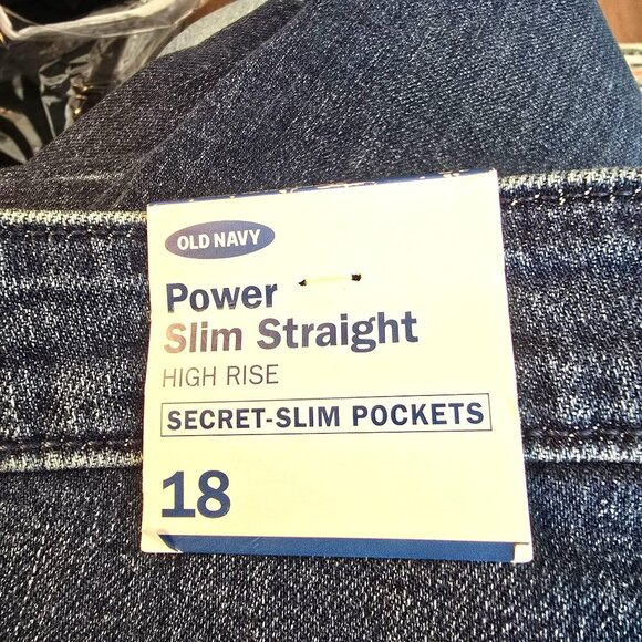 Old Navy Jeans Size 18 Distressed Power Slim Straight High Rise Ankle NWT JJ3846 - Picture 3 of 10